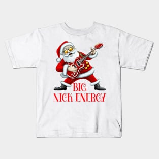 Big Nick Energy Christmas Santa Guitarist Kids T-Shirt